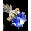 Venezianischer Murano Glas Kronleuchter in Blau & Gold Blumen von Simoeng