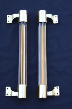 Venini Griffe aus Poliertem Messing & Muranoglas, 1950er, 2er Set
