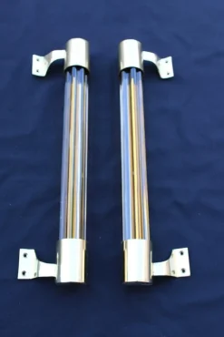 Venini Griffe aus Poliertem Messing & Muranoglas, 1950er, 2er Set