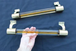 Venini Griffe aus Poliertem Messing & Muranoglas, 1950er, 2er Set
