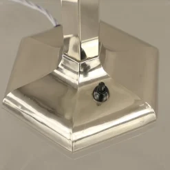 Verchromte Art Deco Tischlampe mit Schirm aus Opalglas, 1920er