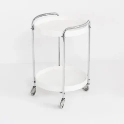 Verchromter Vintage Beistelltisch aus Eisen & Kunststoff mit Rollen, Frankreich, 1970er