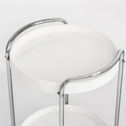 Verchromter Vintage Beistelltisch aus Eisen & Kunststoff mit Rollen, Frankreich, 1970er