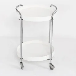 Verchromter Vintage Beistelltisch aus Eisen & Kunststoff mit Rollen, Frankreich, 1970er