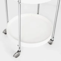 Verchromter Vintage Beistelltisch aus Eisen & Kunststoff mit Rollen, Frankreich, 1970er