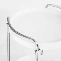 Verchromter Vintage Beistelltisch aus Eisen & Kunststoff mit Rollen, Frankreich, 1970er