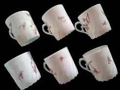 Verdrehte Tassen & Untertassen aus Porzellan, 19. Jh. von Limoges, 1891, 12 Set
