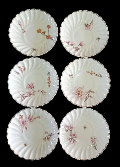 Verdrehte Tassen & Untertassen aus Porzellan, 19. Jh. von Limoges, 1891, 12 Set