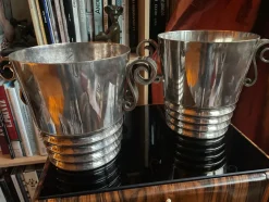 Versilberte Art Deco Champagnerkühler, Frankreich, 1920er, 2er Set
