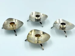 Versilberte Dänische Atla Kerzenhalter von Cohr, 1960er, 4er Set