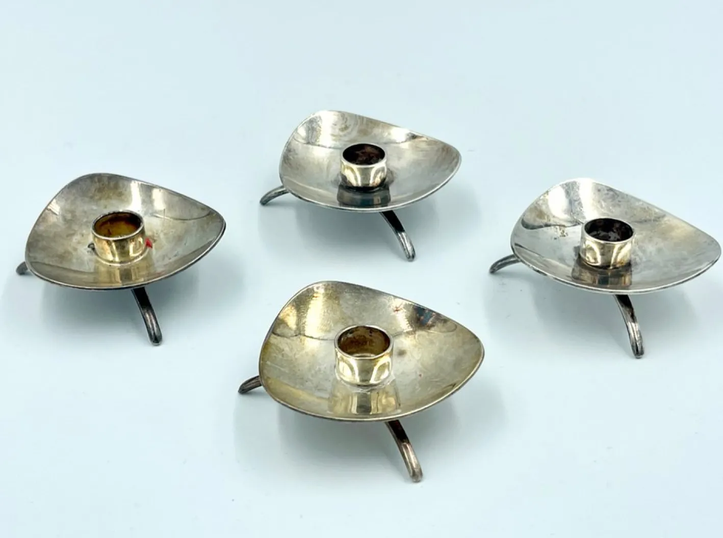 Versilberte Dänische Atla Kerzenhalter von Cohr, 1960er, 4er Set
