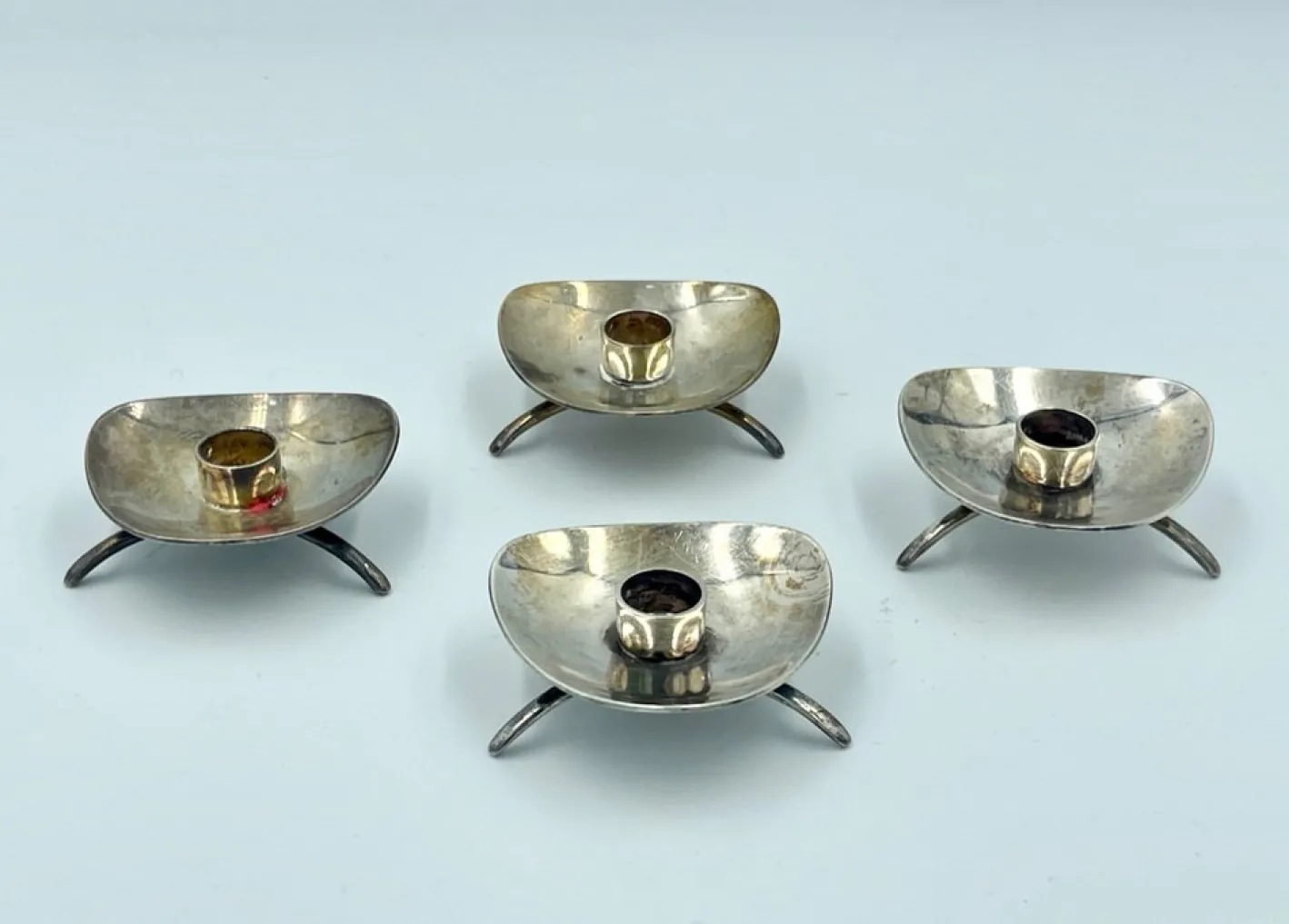 Versilberte Dänische Atla Kerzenhalter von Cohr, 1960er, 4er Set