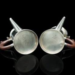 Versilberte englische Vintage Hot Chocolate Kannen, 2er Set