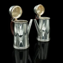 Versilberte englische Vintage Hot Chocolate Kannen, 2er Set