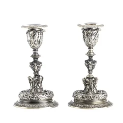 Versilberte Kerzenhalter, 19. Jh., 2er Set