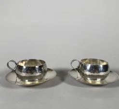Versilberte Metallbecher von Jean Despres, 1950, 2er Set