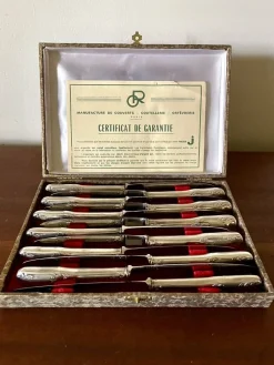 Versilberte Metallmesser, Frankreich, 1950er, 12 . Set