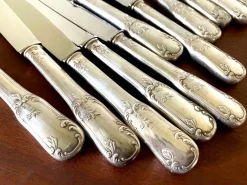 Versilberte Metallmesser, Frankreich, 1950er, 12 . Set