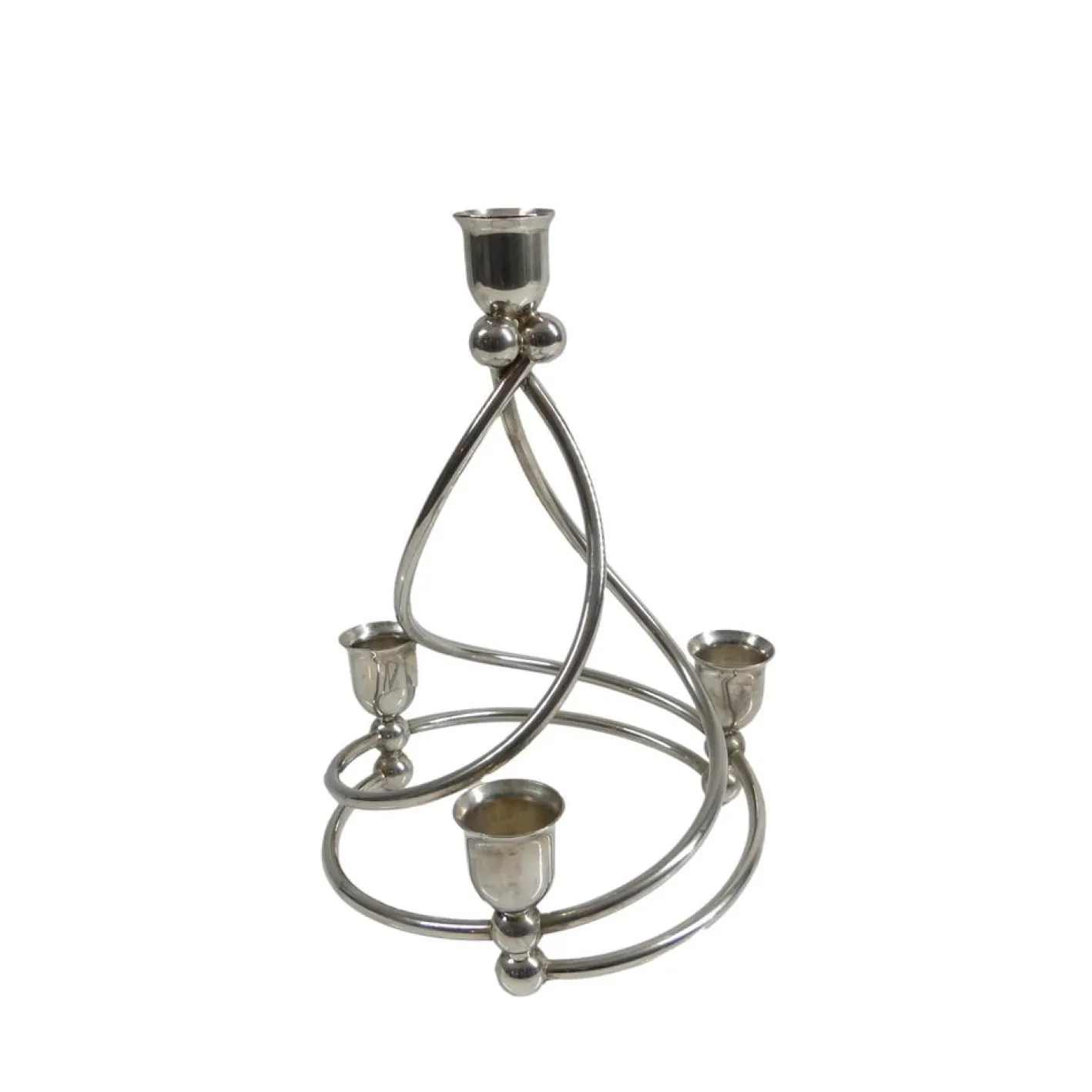 Versilberter Art Deco Kerzenhalter, 1920er