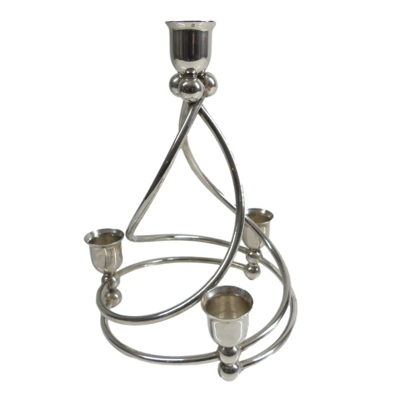 Versilberter Art Deco Kerzenhalter, 1920er