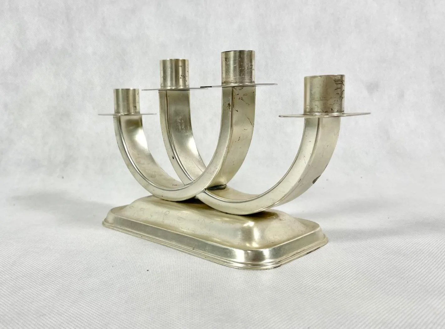 Versilberter Art Deco Kerzenhalter von Quist, Esslingen, 1950er