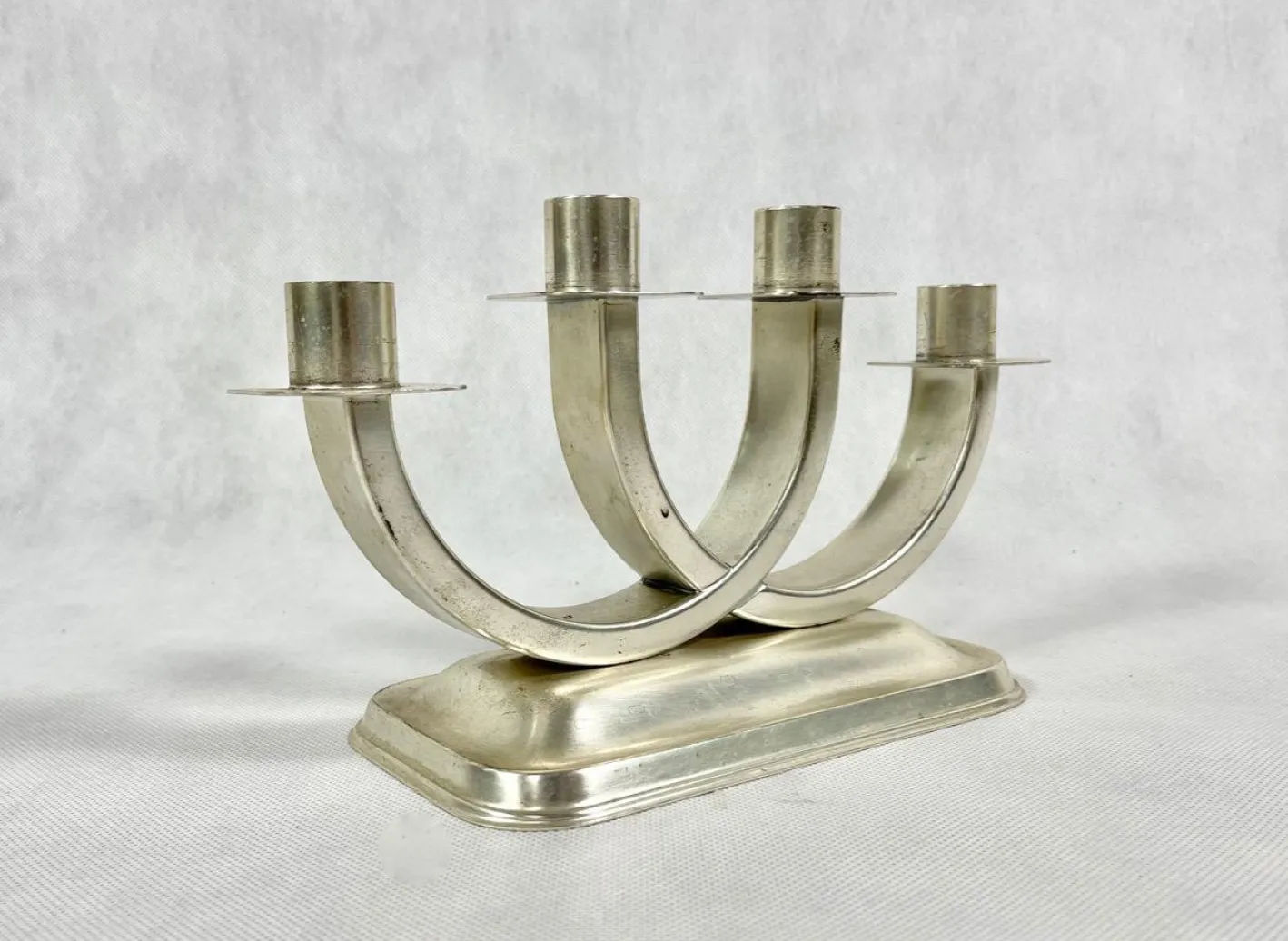 Versilberter Art Deco Kerzenhalter von Quist, Esslingen, 1950er