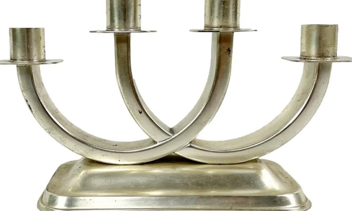 Versilberter Art Deco Kerzenhalter von Quist, Esslingen, 1950er