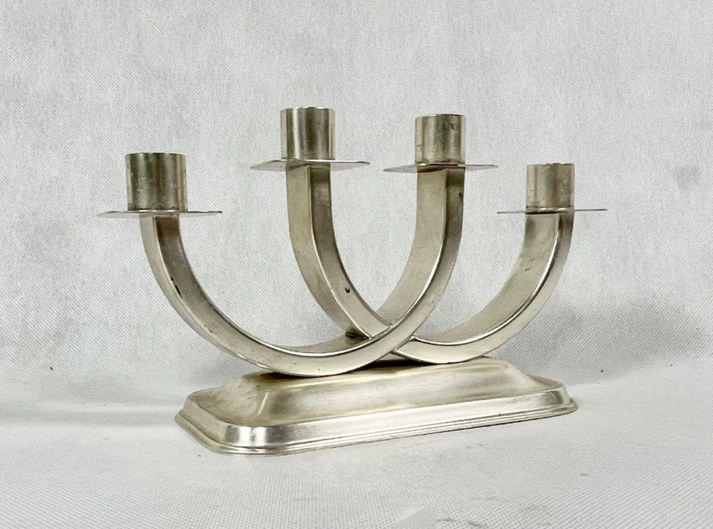 Versilberter Art Deco Kerzenhalter von Quist, Esslingen, 1950er