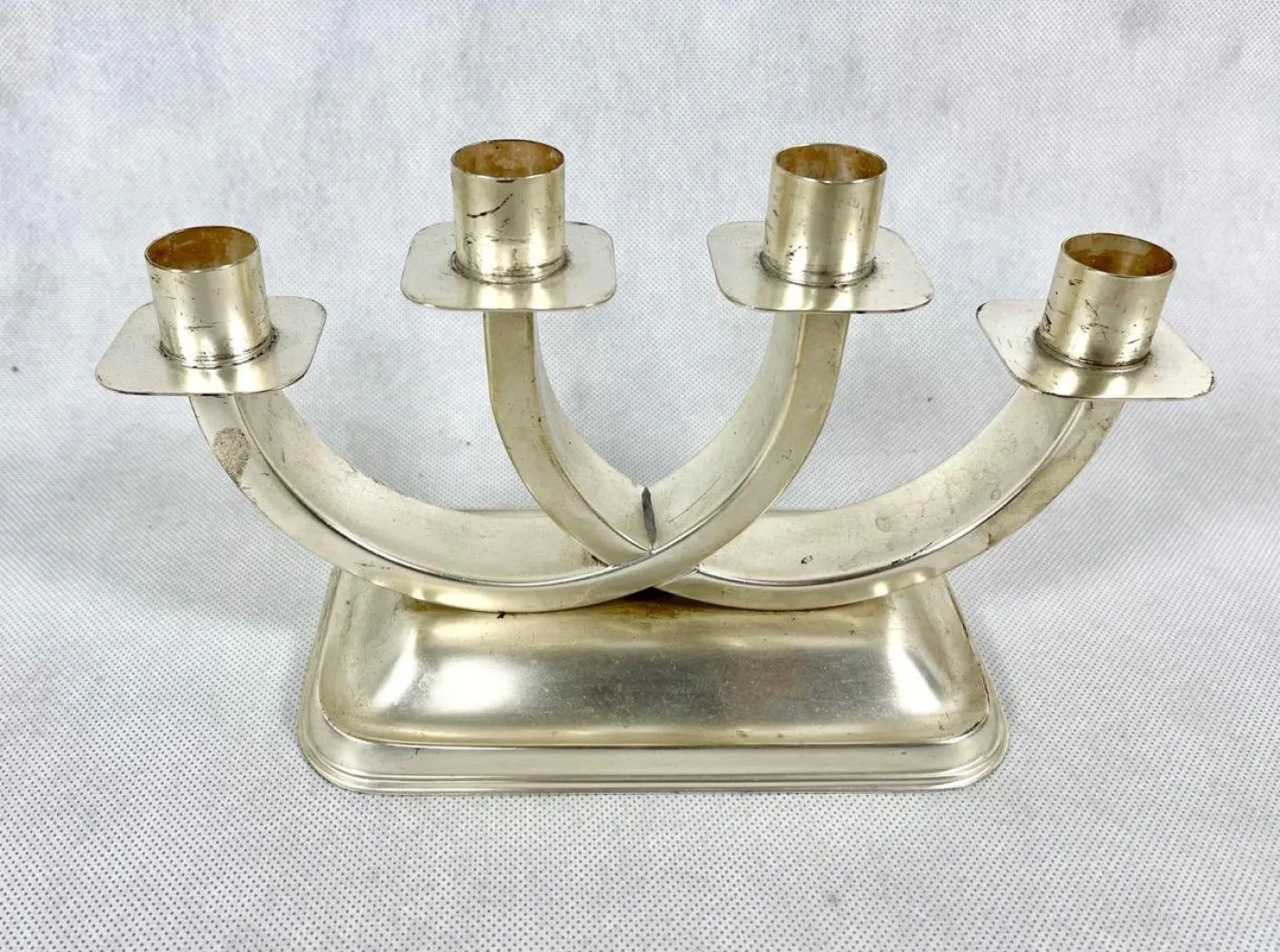 Versilberter Art Deco Kerzenhalter von Quist, Esslingen, 1950er