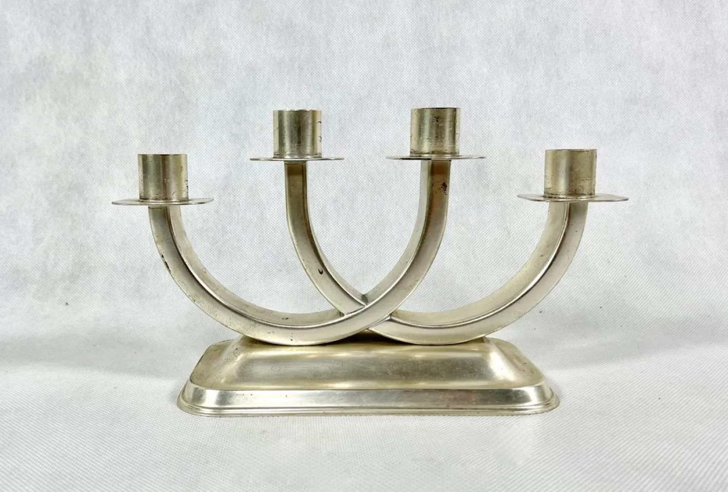 Versilberter Art Deco Kerzenhalter von Quist, Esslingen, 1950er