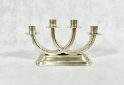 Versilberter Art Deco Kerzenhalter von Quist, Esslingen, 1950er