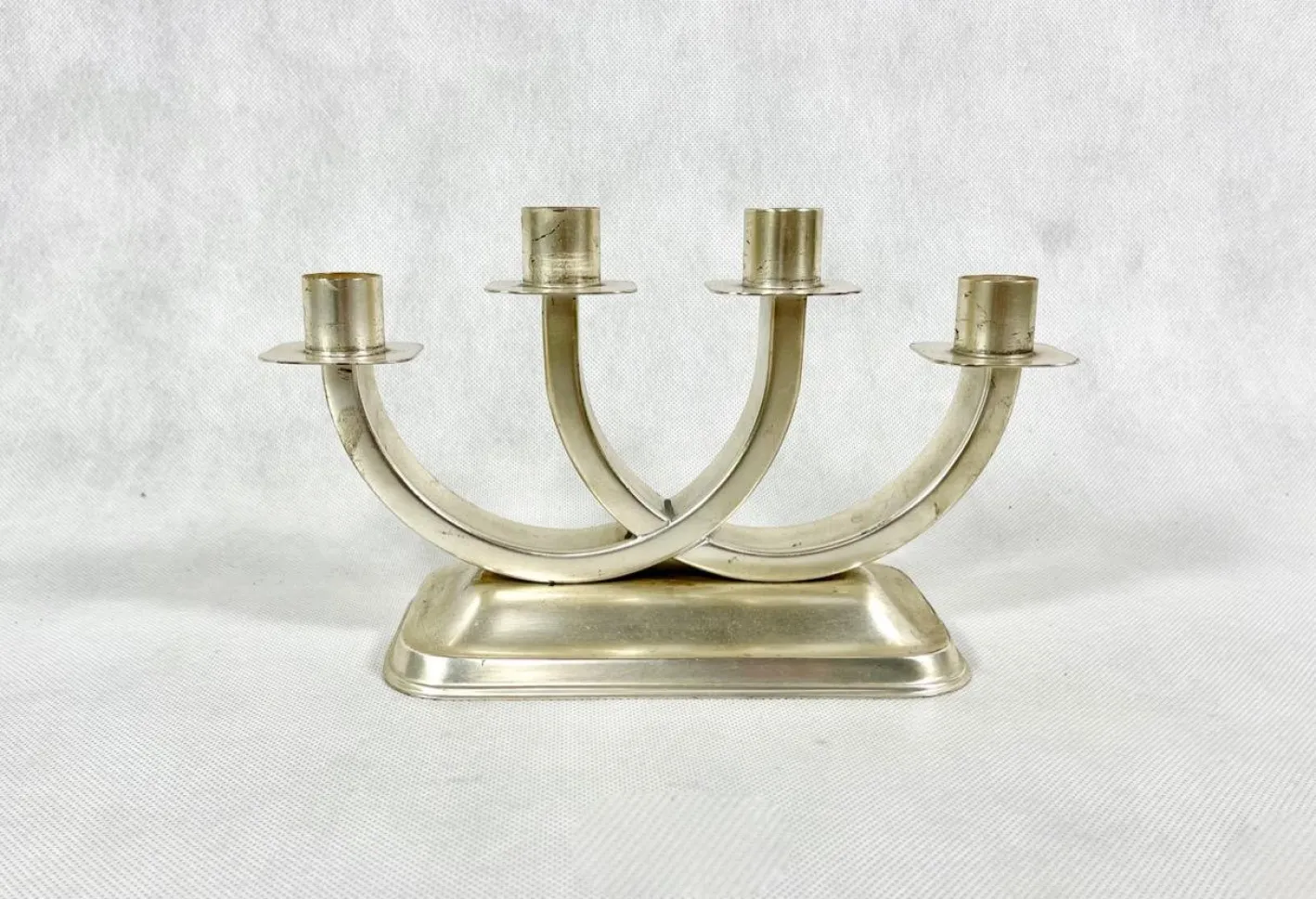 Versilberter Art Deco Kerzenhalter von Quist, Esslingen, 1950er