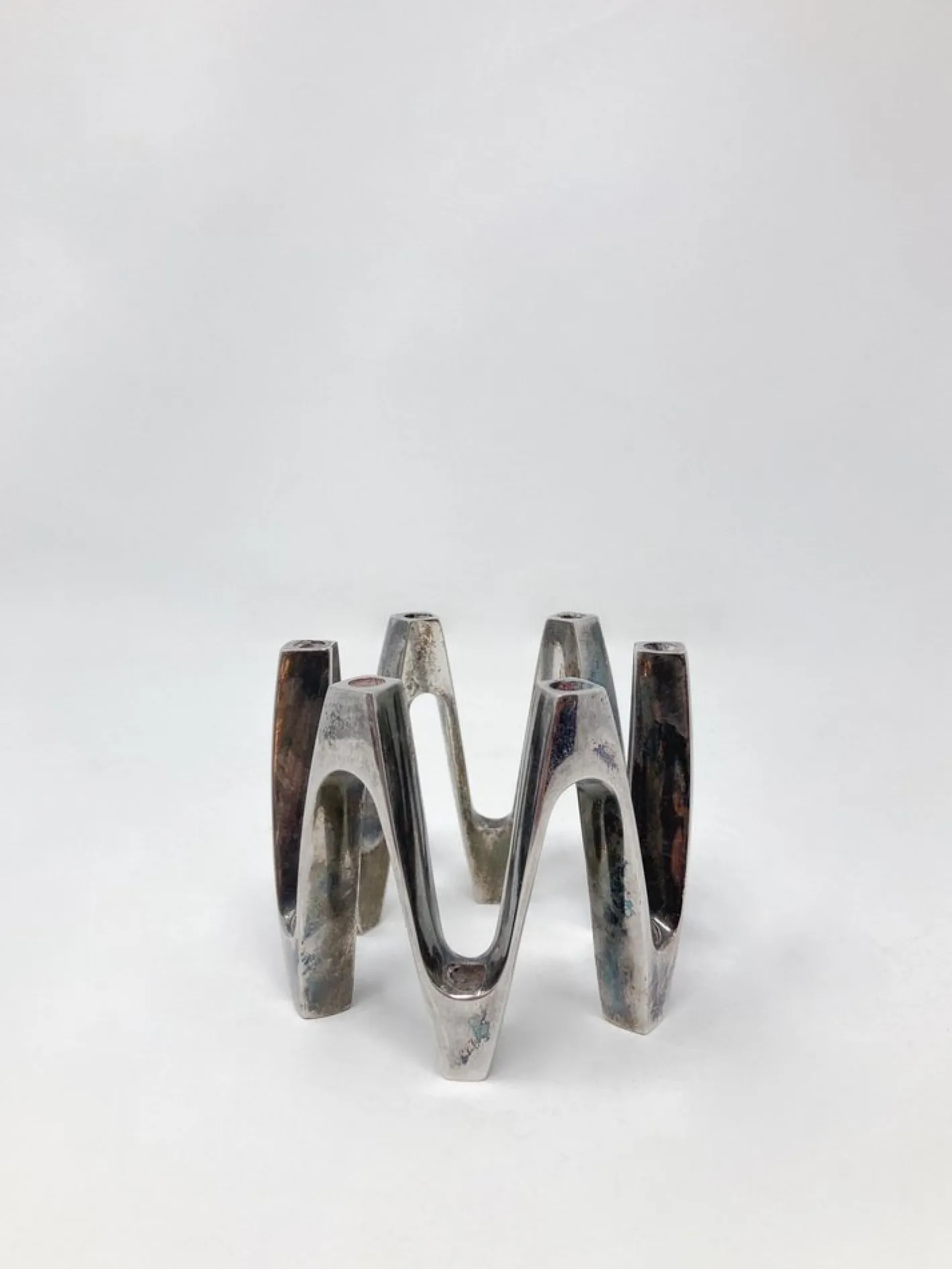 Versilberter Kerzenhalter aus Metall von Jens Quistgaard, 1970er