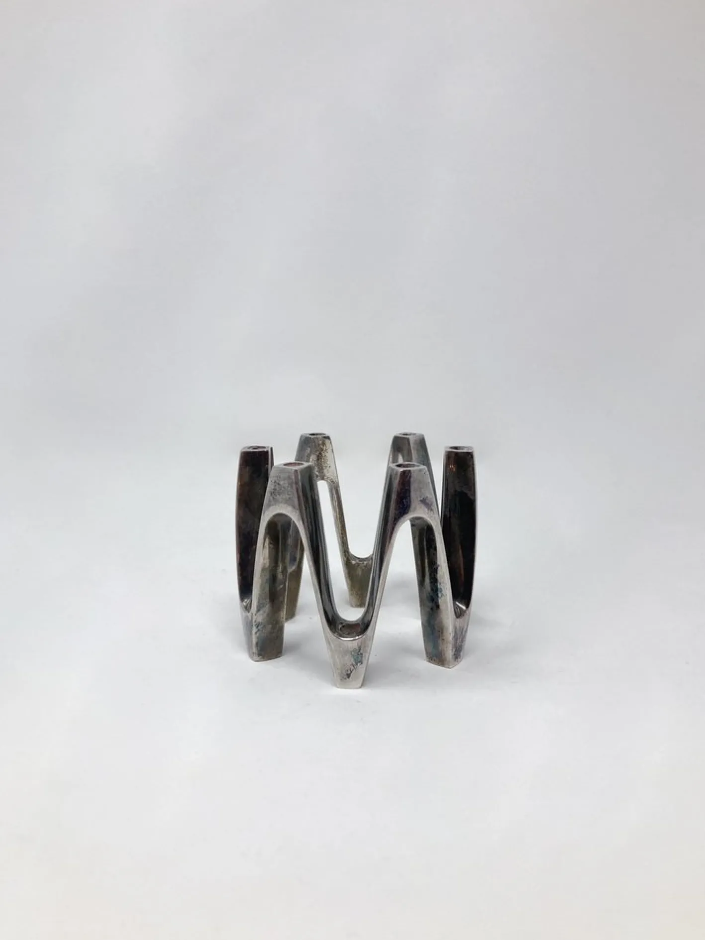 Versilberter Kerzenhalter aus Metall von Jens Quistgaard, 1970er