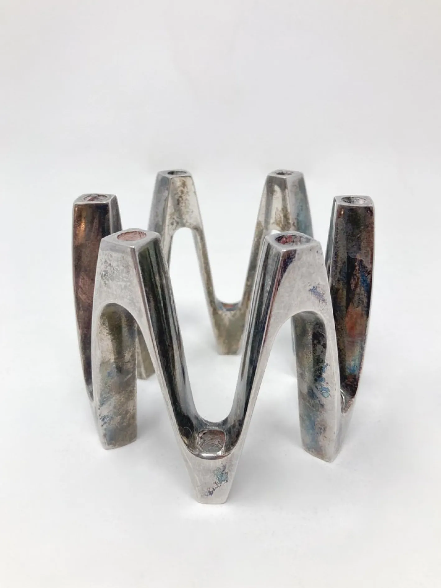 Versilberter Kerzenhalter aus Metall von Jens Quistgaard, 1970er