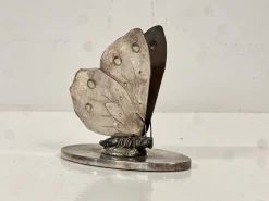 Versilberter Vintage Serviettenhalter mit Schmetterlingsmotiv, 1940er