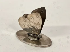 Versilberter Vintage Serviettenhalter mit Schmetterlingsmotiv, 1940er