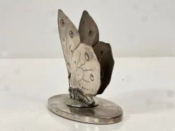 Versilberter Vintage Serviettenhalter mit Schmetterlingsmotiv, 1940er