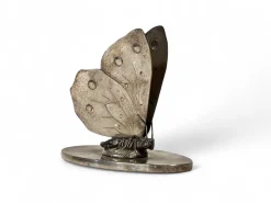 Versilberter Vintage Serviettenhalter mit Schmetterlingsmotiv, 1940er