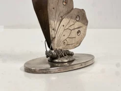 Versilberter Vintage Serviettenhalter mit Schmetterlingsmotiv, 1940er