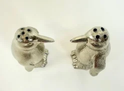 Versilberte Salz & Pfeffer Pinguine, 1970er, 2er Set