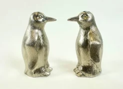 Versilberte Salz & Pfeffer Pinguine, 1970er, 2er Set