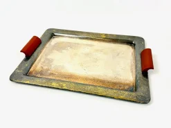 Versilbertes Art Deco Serviertablett mit Griff aus Bakelit von František Bibus & Son, 1930er