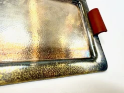 Versilbertes Art Deco Serviertablett mit Griff aus Bakelit von František Bibus & Son, 1930er