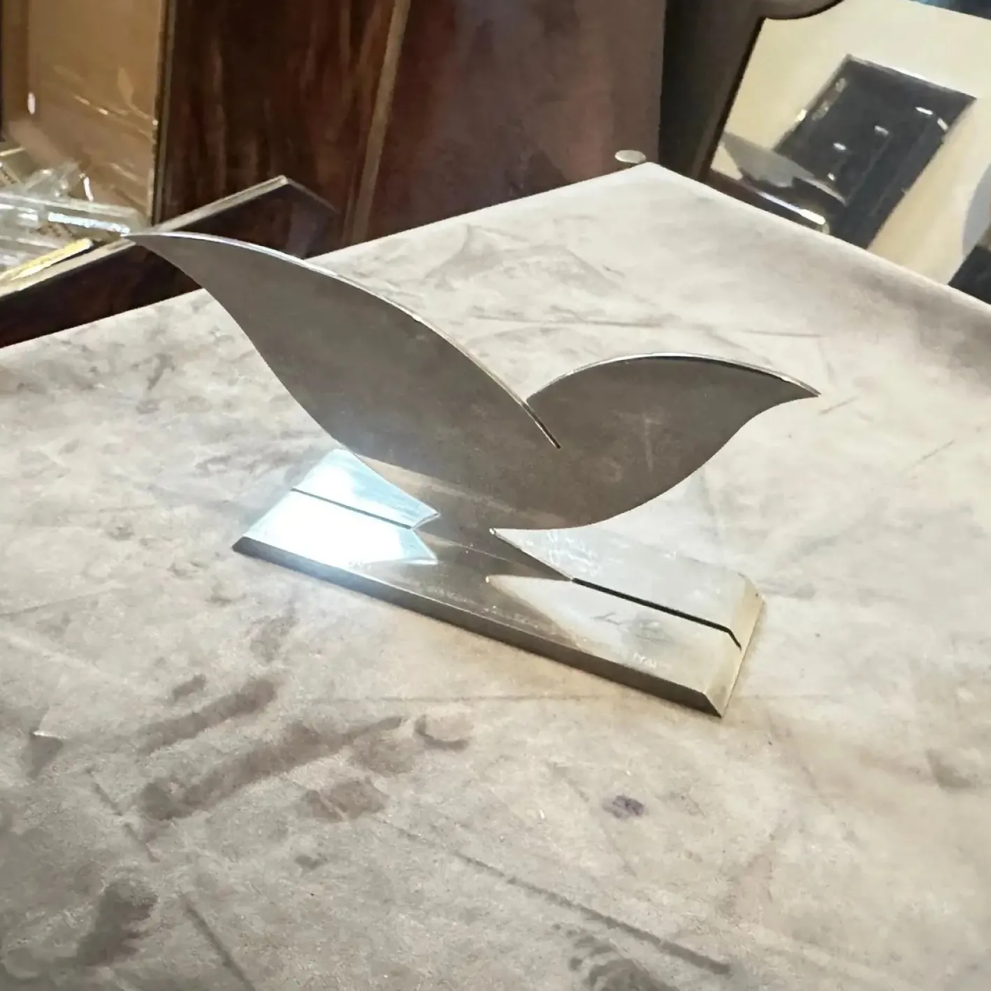 Versilberte Vintage Skulptur von La Colombella Bianca von Lino Sabattini, 1980er