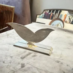 Versilberte Vintage Skulptur von La Colombella Bianca von Lino Sabattini, 1980er
