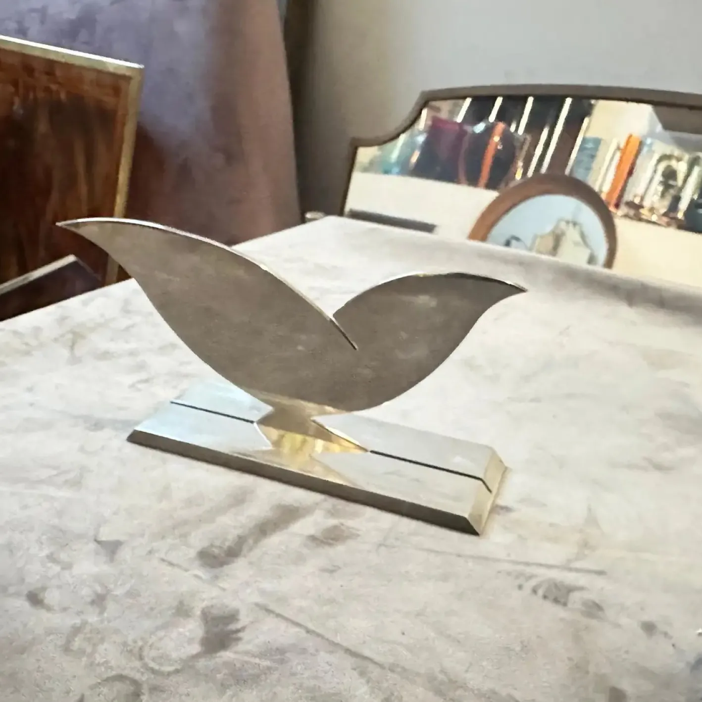 Versilberte Vintage Skulptur von La Colombella Bianca von Lino Sabattini, 1980er
