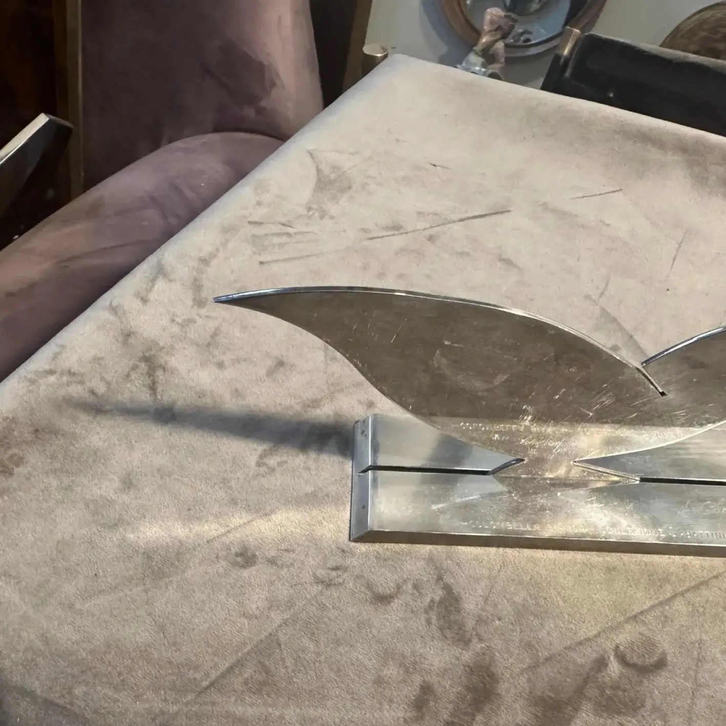 Versilberte Vintage Skulptur von La Colombella Bianca von Lino Sabattini, 1980er