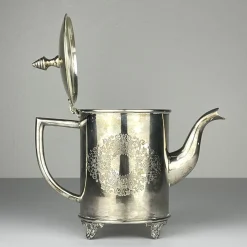 Versilberte Vintage Teekanne & Tablett von Royal Sheffield, England, 1950er, 2er Set