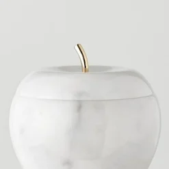 Verspiegelte Apple Box aus Carrara Marmor und Messing in Weiß